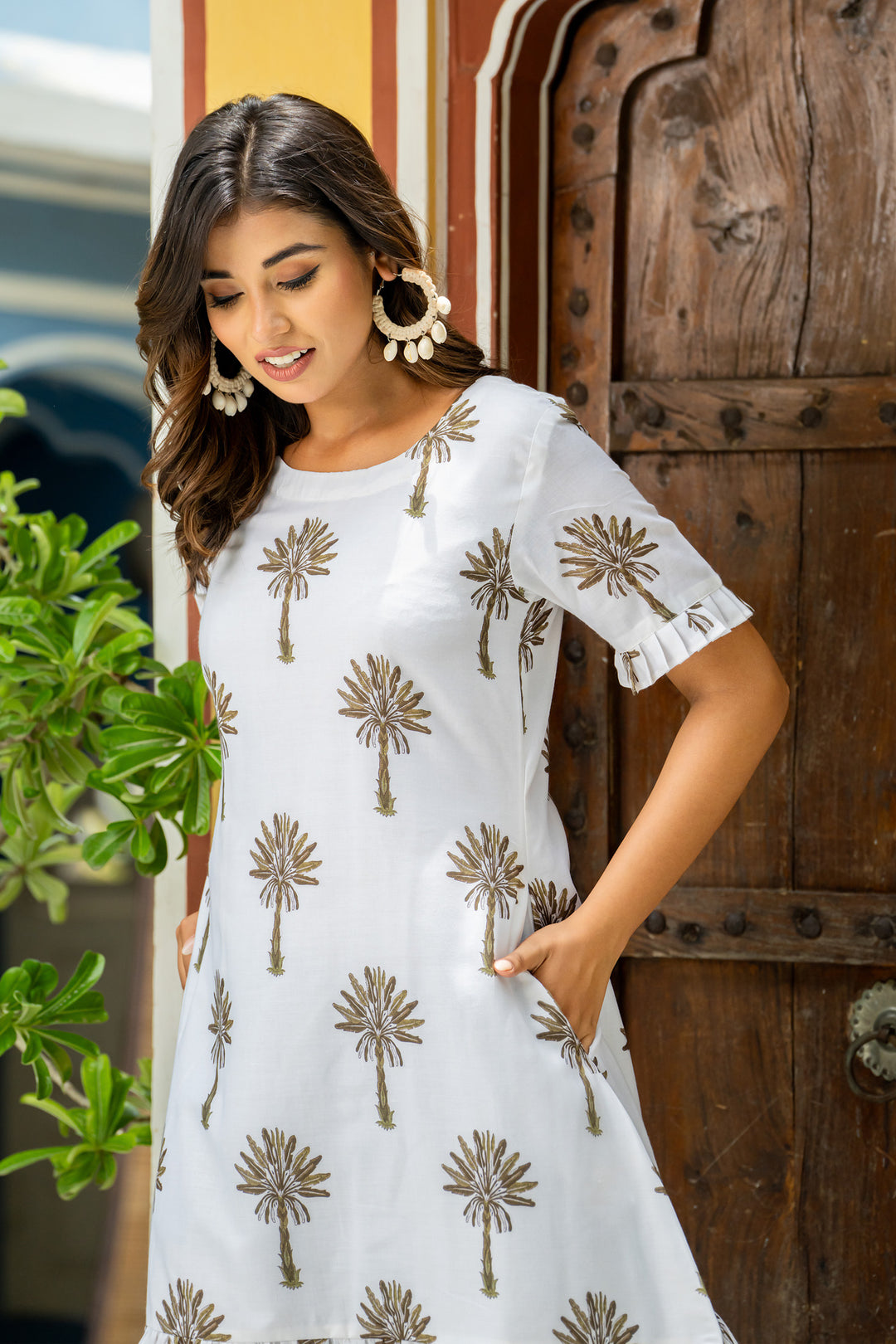 Off-White Green Palm Happy Dress