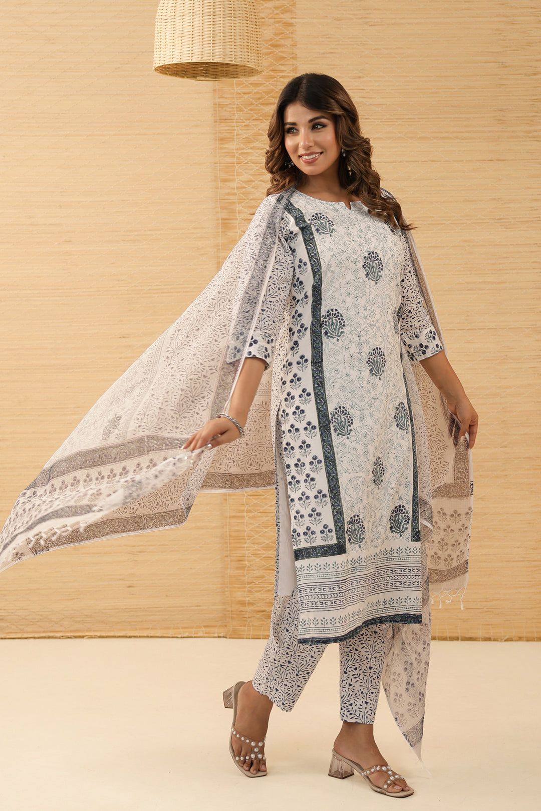 Navy Mughal Kurta Set