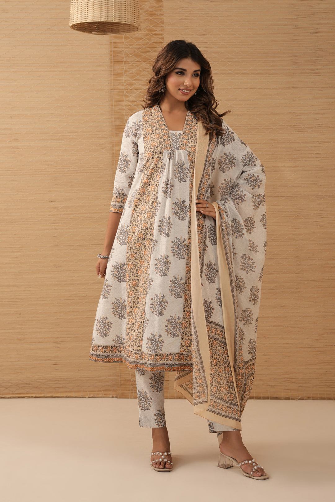 Orange Grey Dress Set