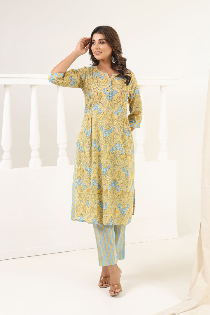Olive Green Gulbag Kurta Set