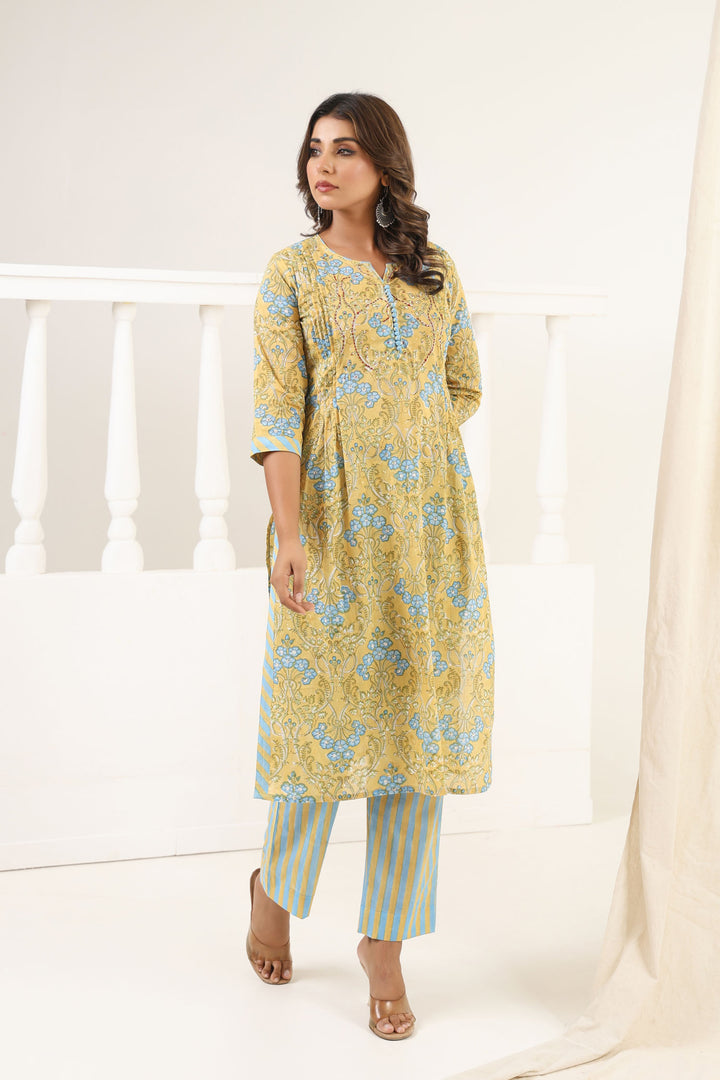 Olive Green Gulbag Kurta Set
