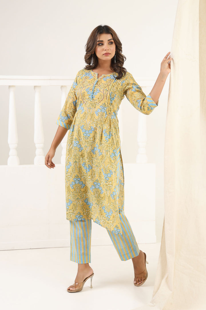 Olive Green Gulbag Kurta Set