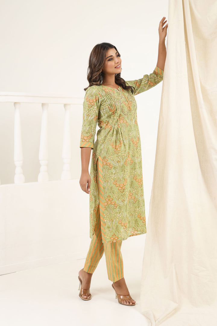 Lime Gulbag Kurta Set