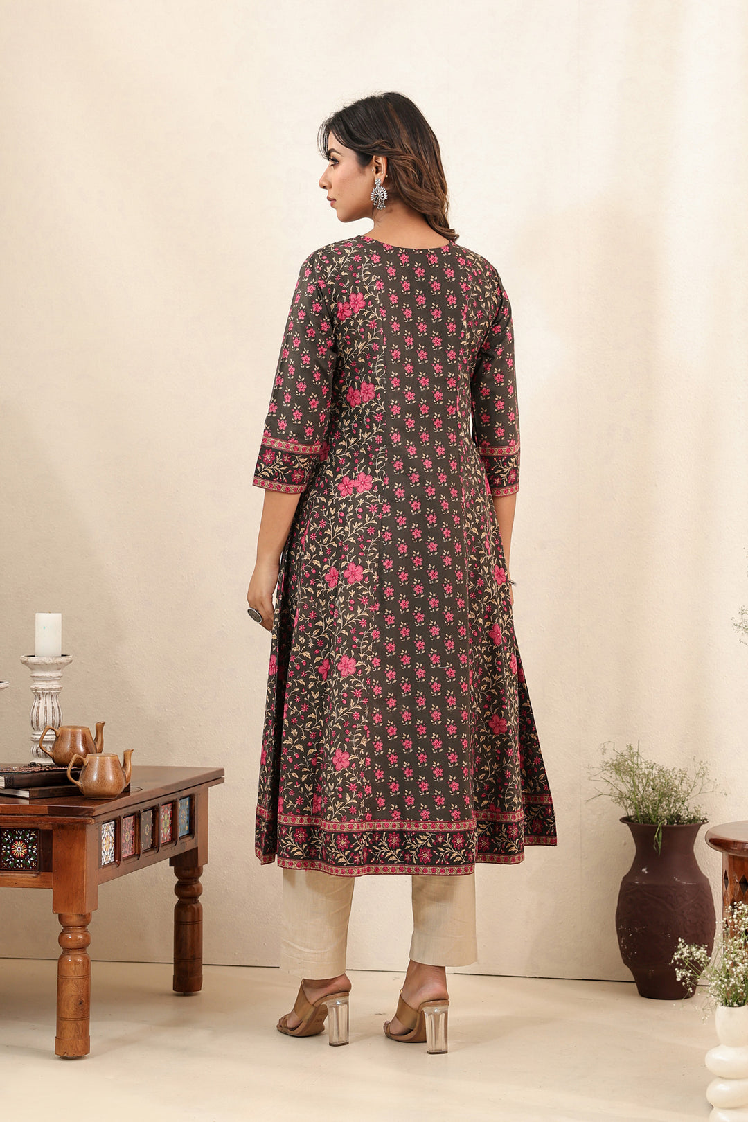 Grey Pink Kali Dress Set