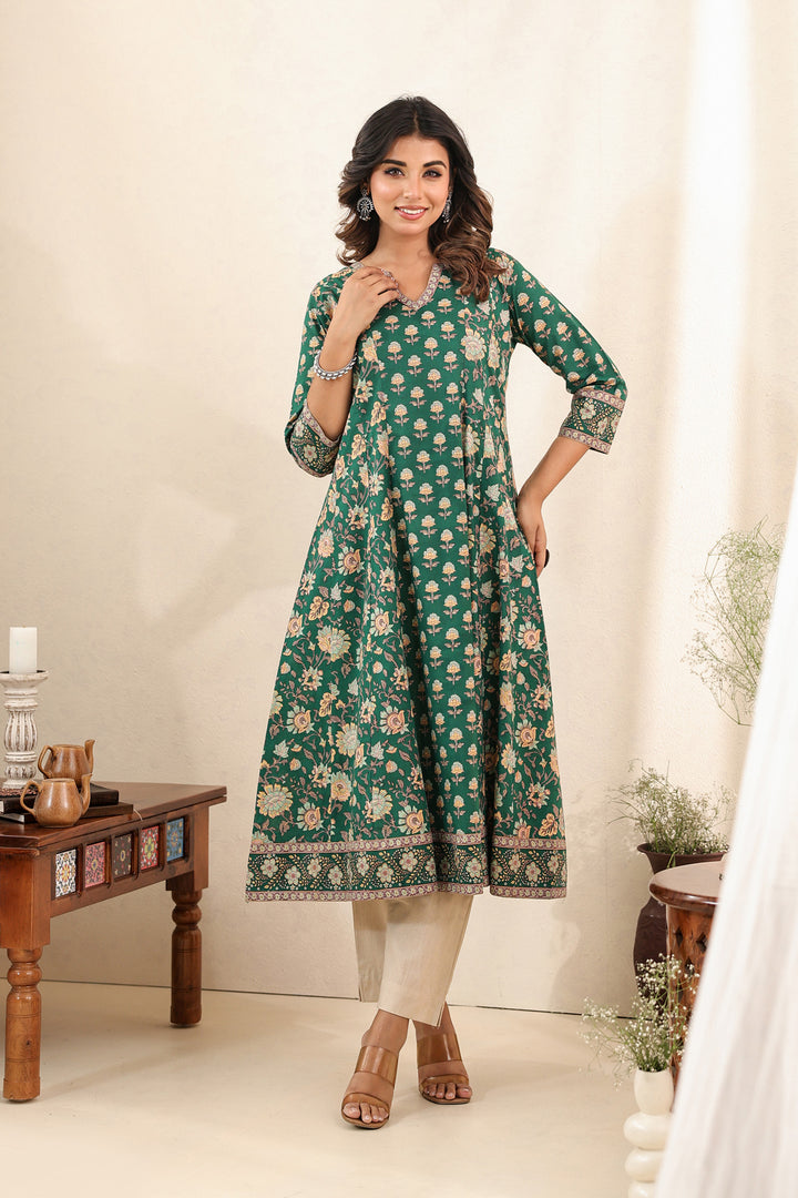 Bottle Green Kali Dress Set