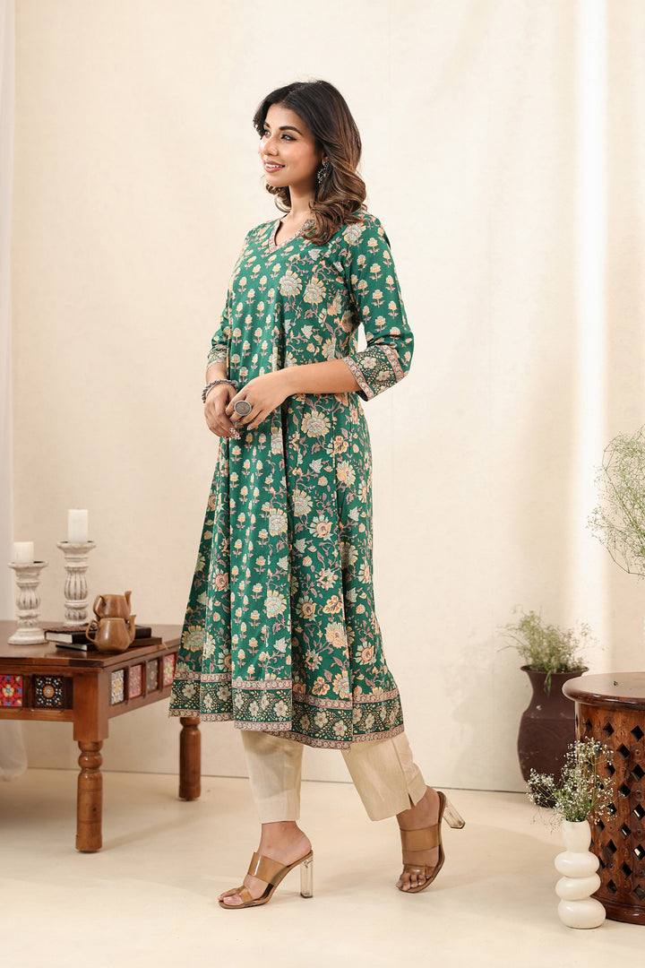 Bottle Green Kali Dress Set