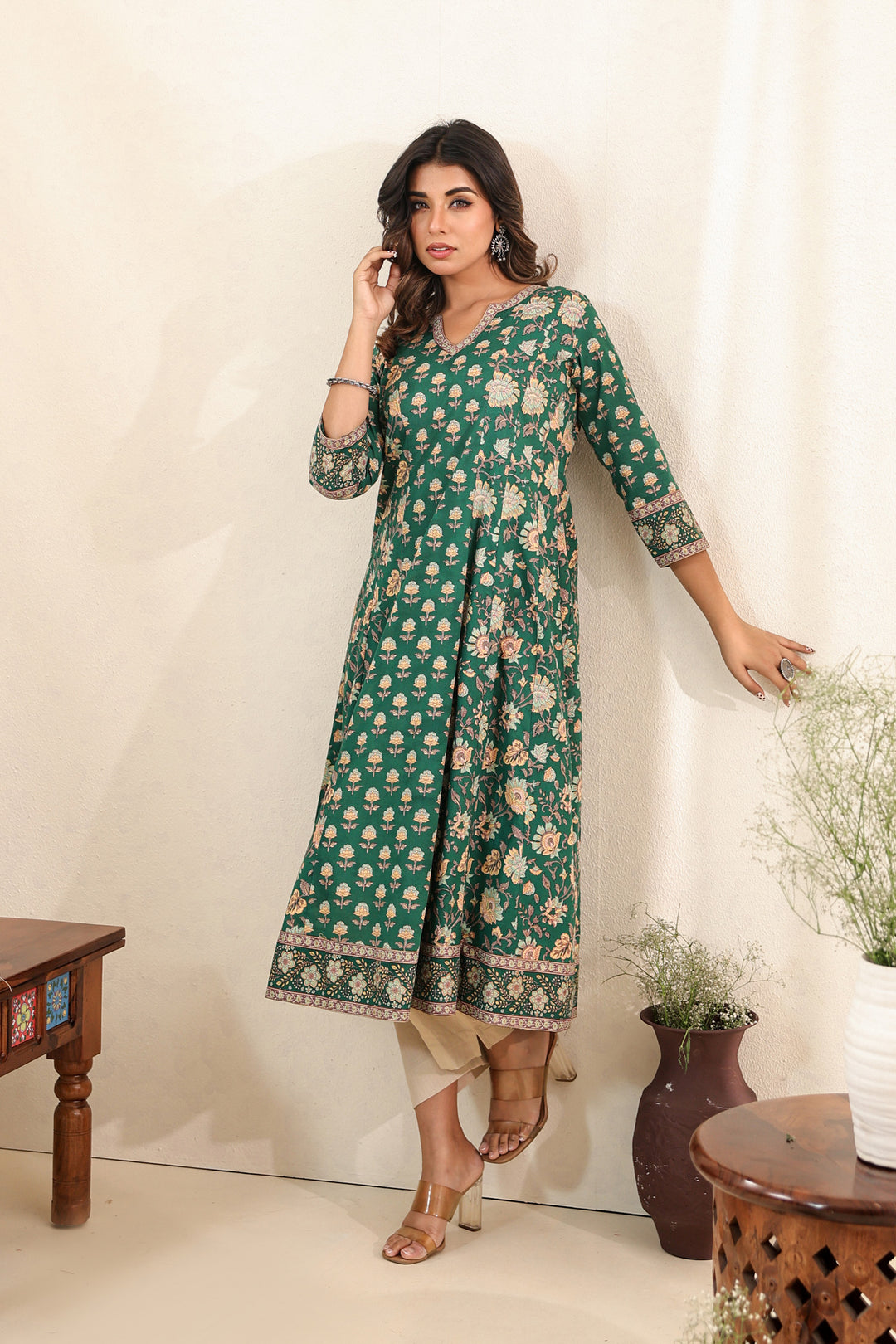 Bottle Green Kali Dress Set