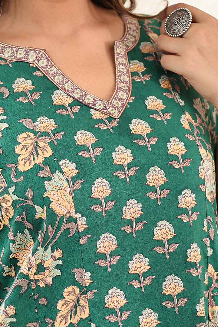 Bottle Green Kali Dress Set