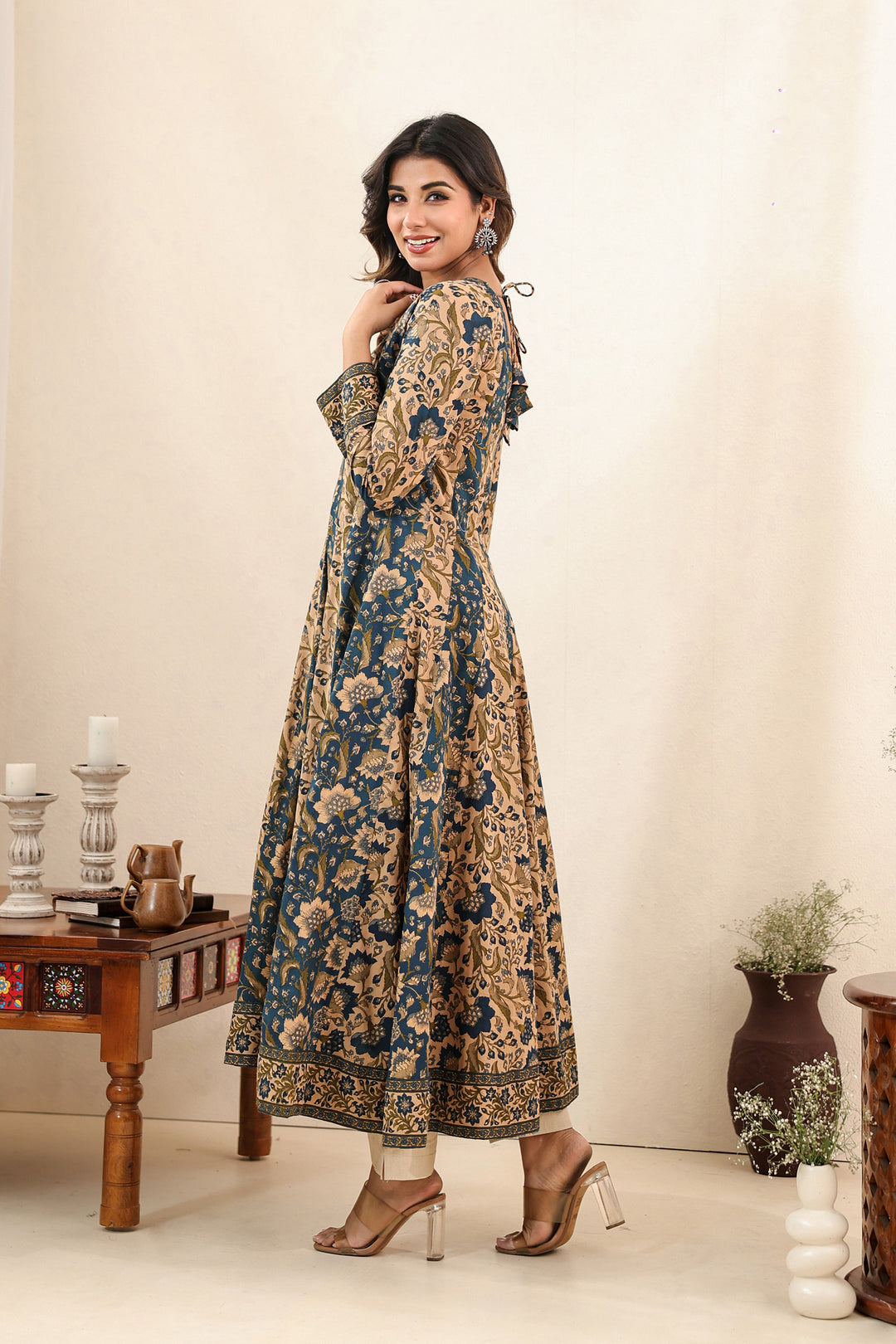Royal Blue Buti Flare Kali Dress