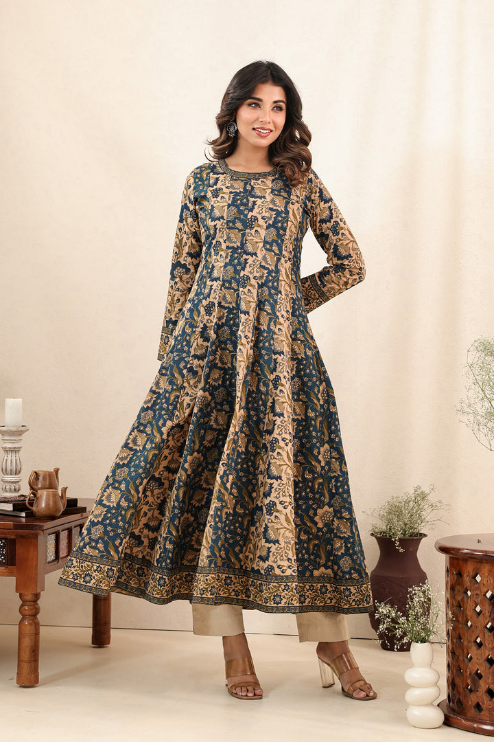Royal Blue Buti Flare Kali Dress