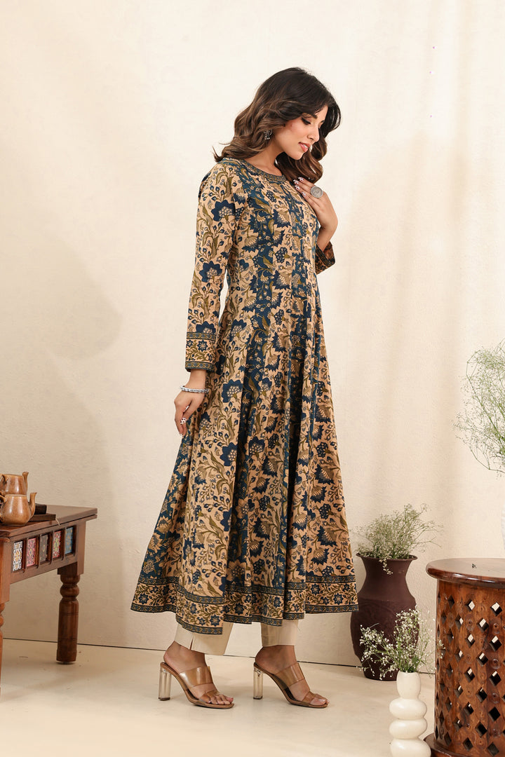 Royal Blue Buti Flare Kali Dress