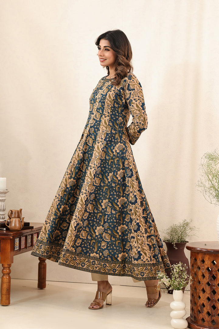 Royal Blue Buti Flare Kali Dress