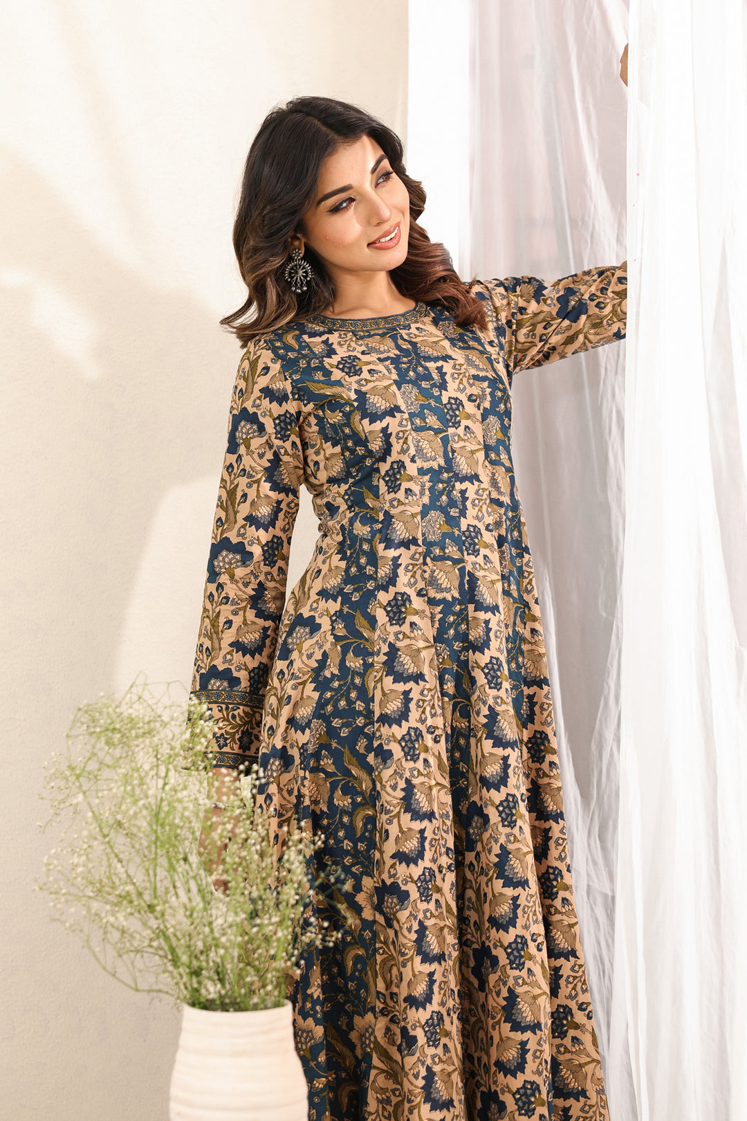 Royal Blue Buti Flare Kali Dress