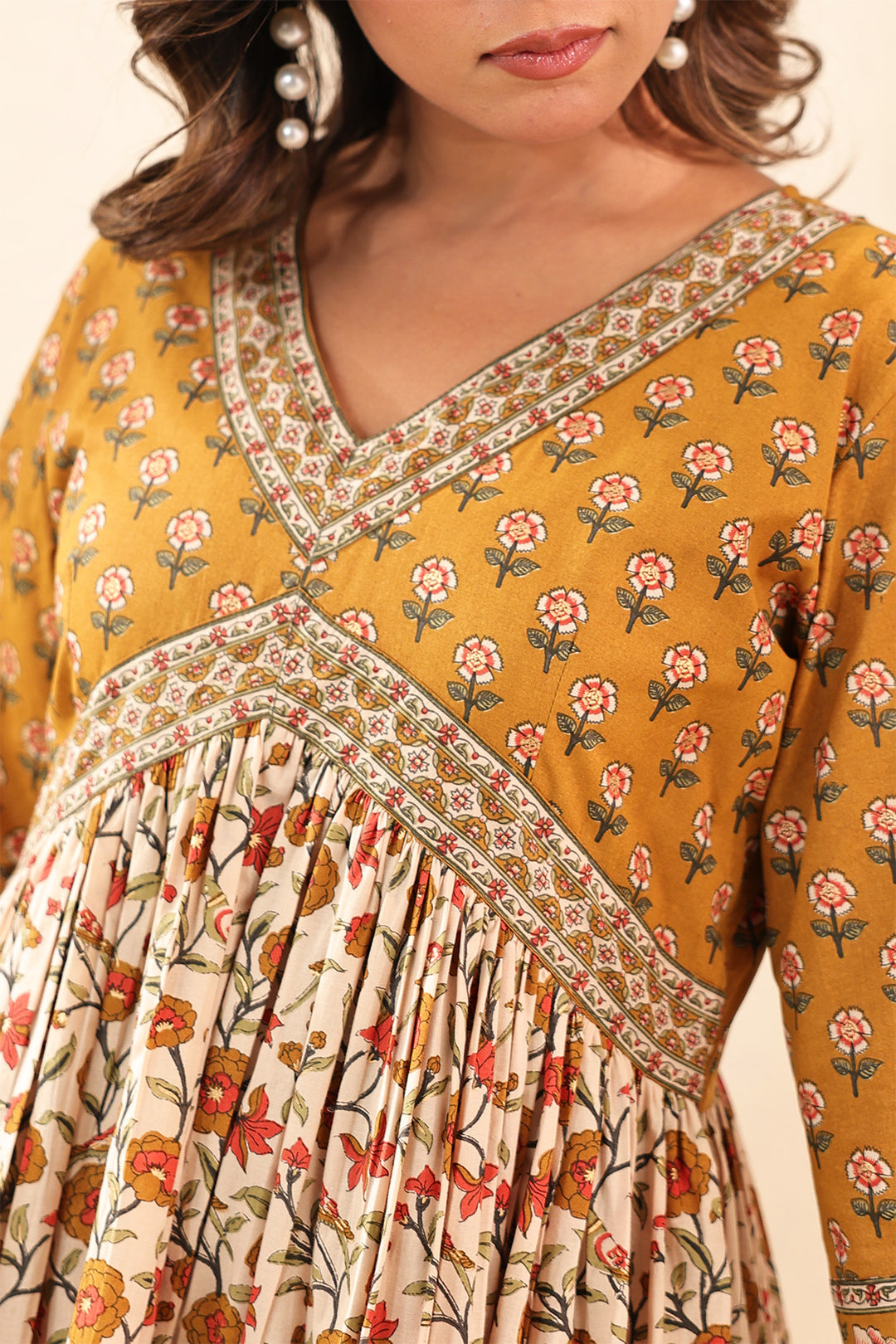 Mustard Beige Flare Nyra Dress