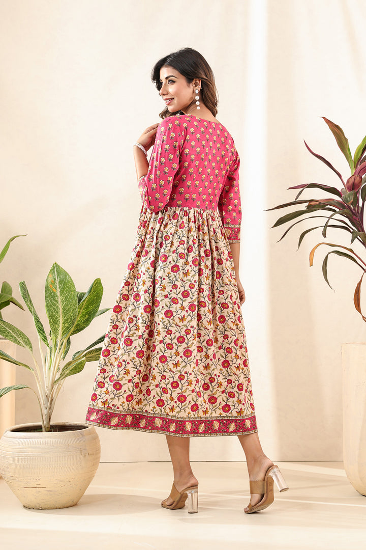 Pink Beige Flare Nyra Dress