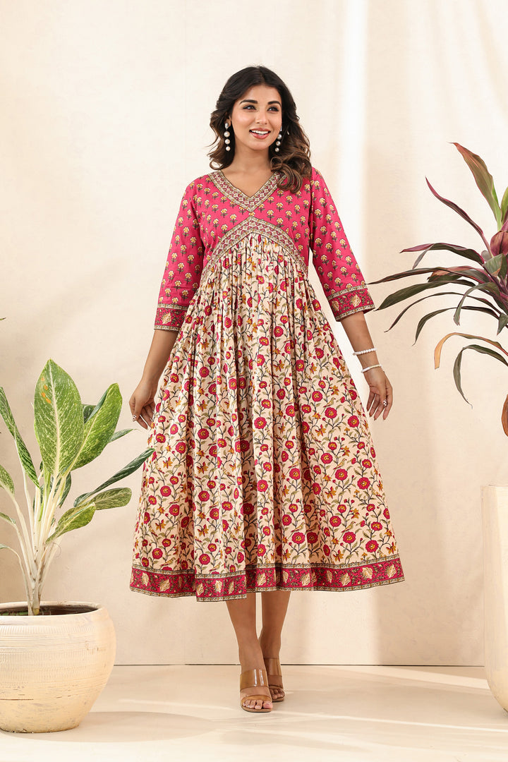 Pink Beige Flare Nyra Dress