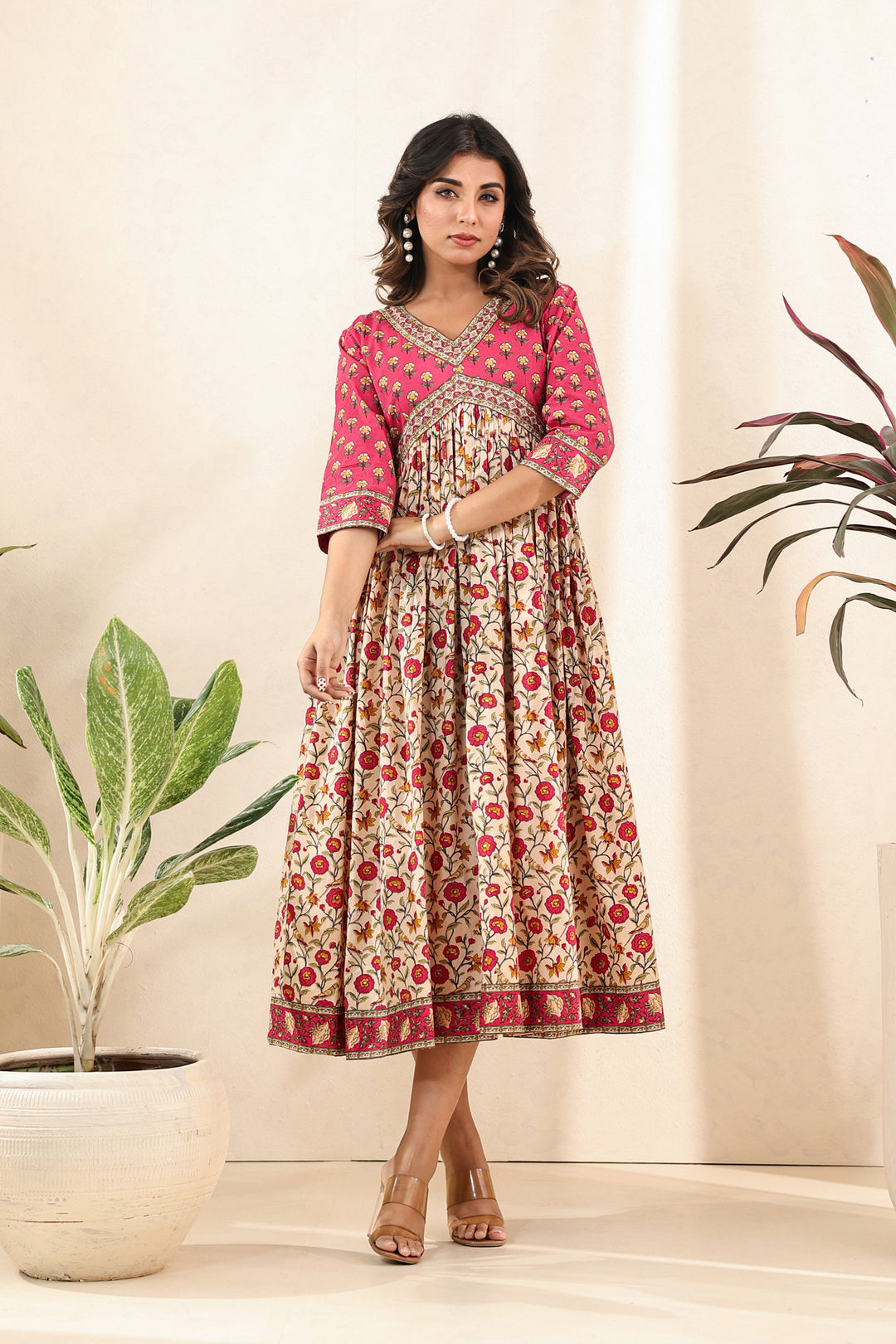 Pink Beige Flare Nyra Dress