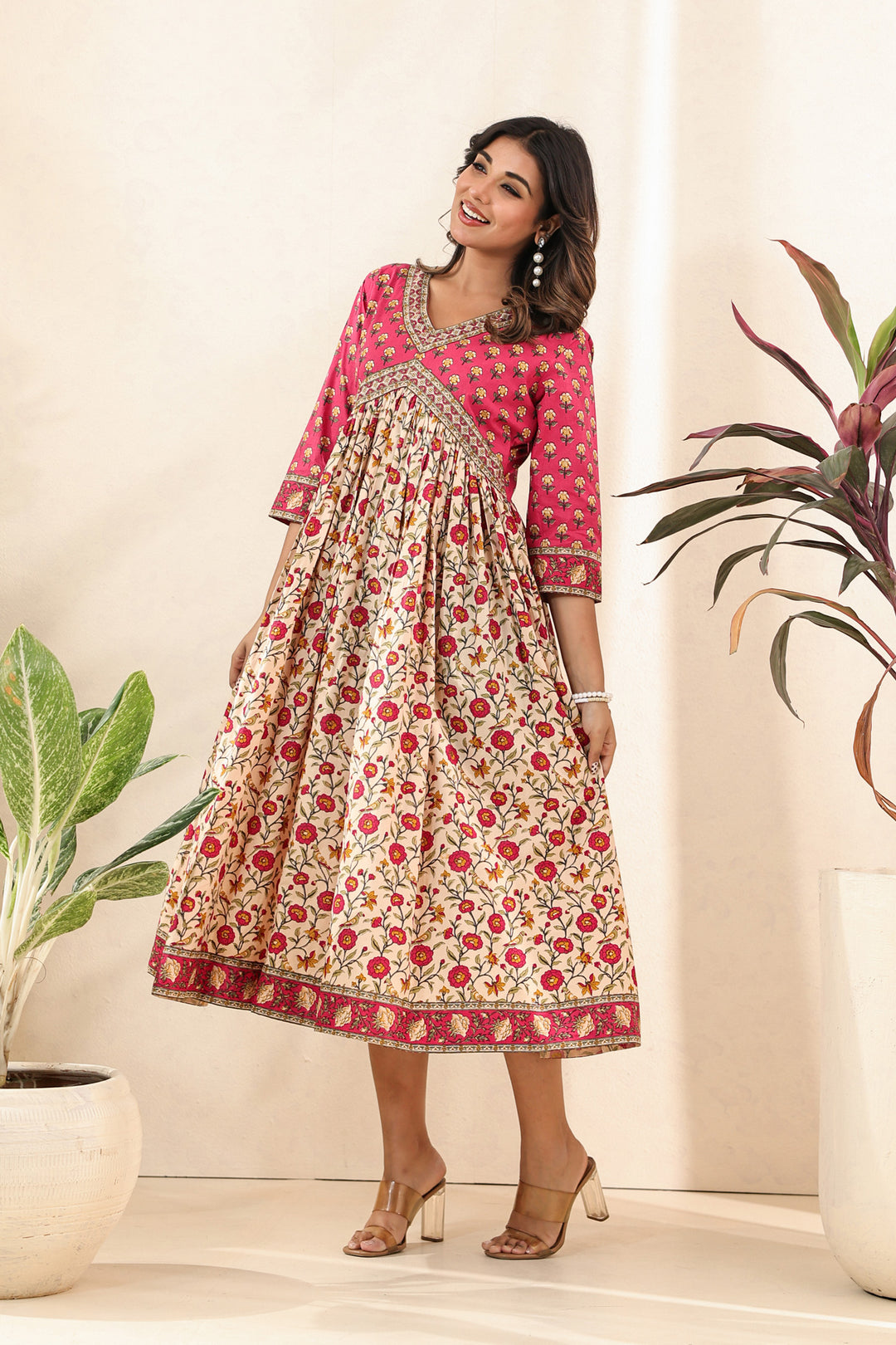 Pink Beige Flare Nyra Dress