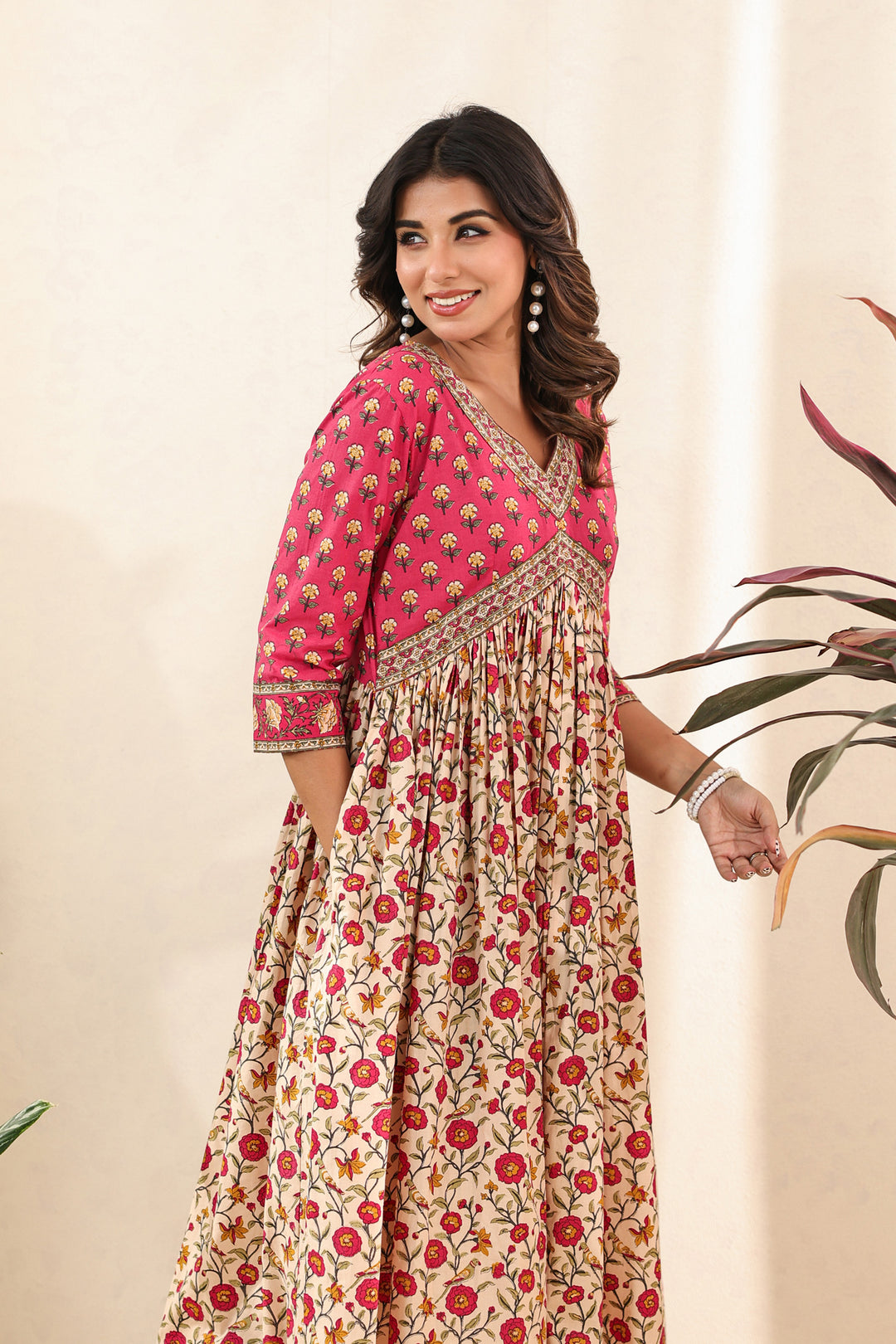 Pink Beige Flare Nyra Dress