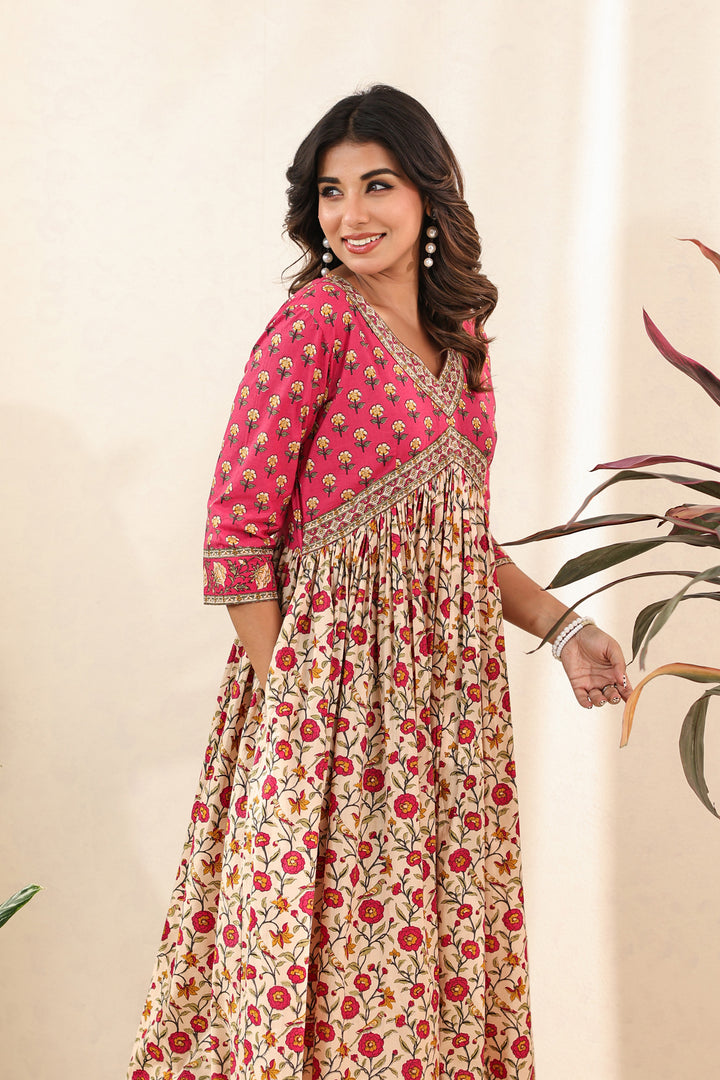 Pink Beige Flare Nyra Dress