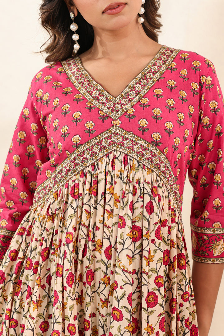 Pink Beige Flare Nyra Dress