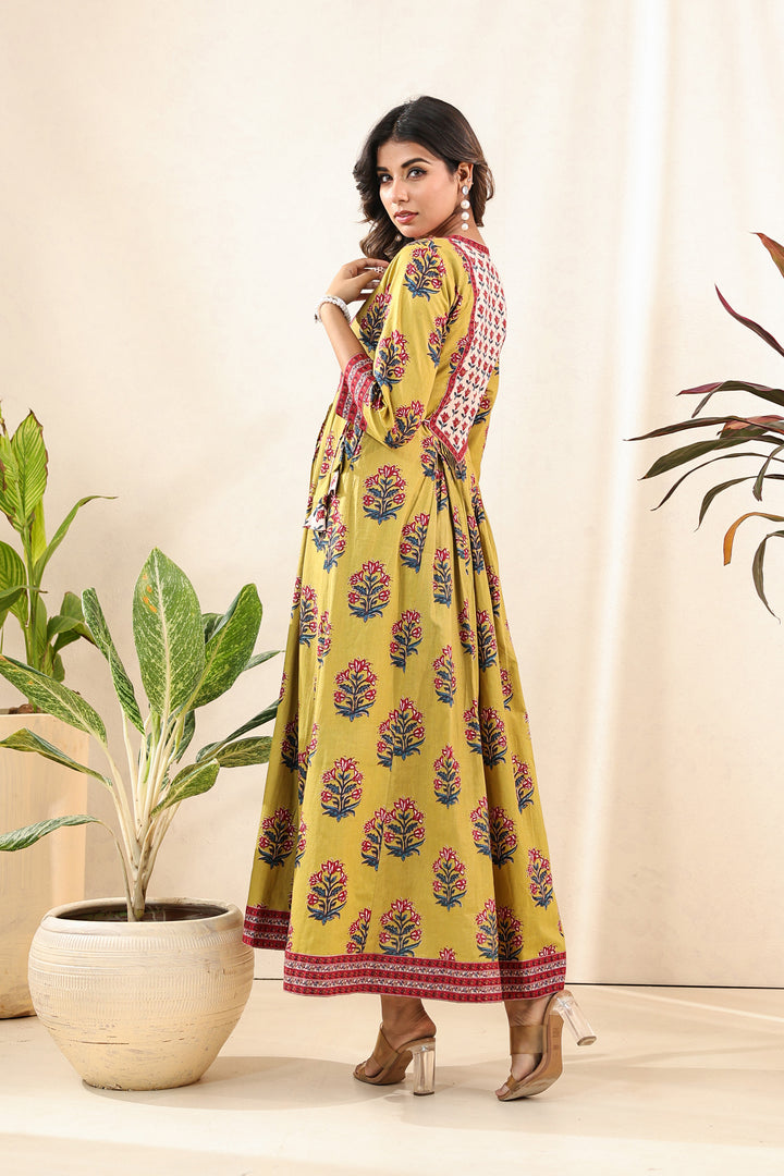 Green Mughal Patch Dress