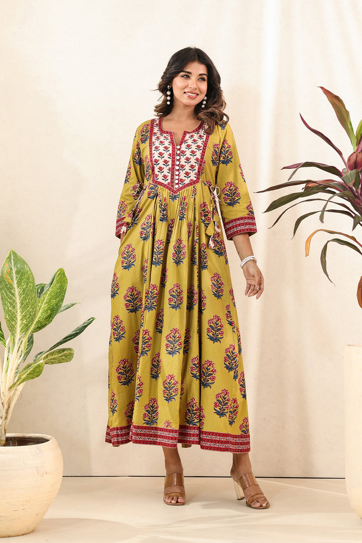 Green Mughal Patch Dress