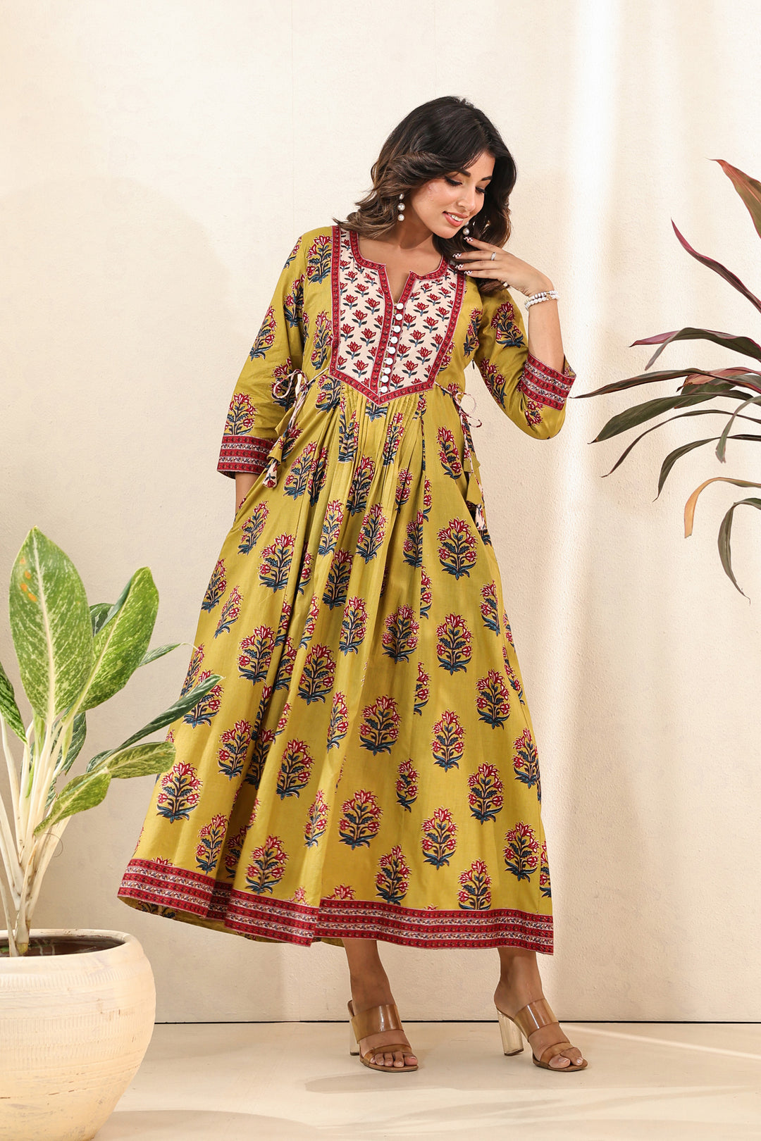 Green Mughal Patch Dress