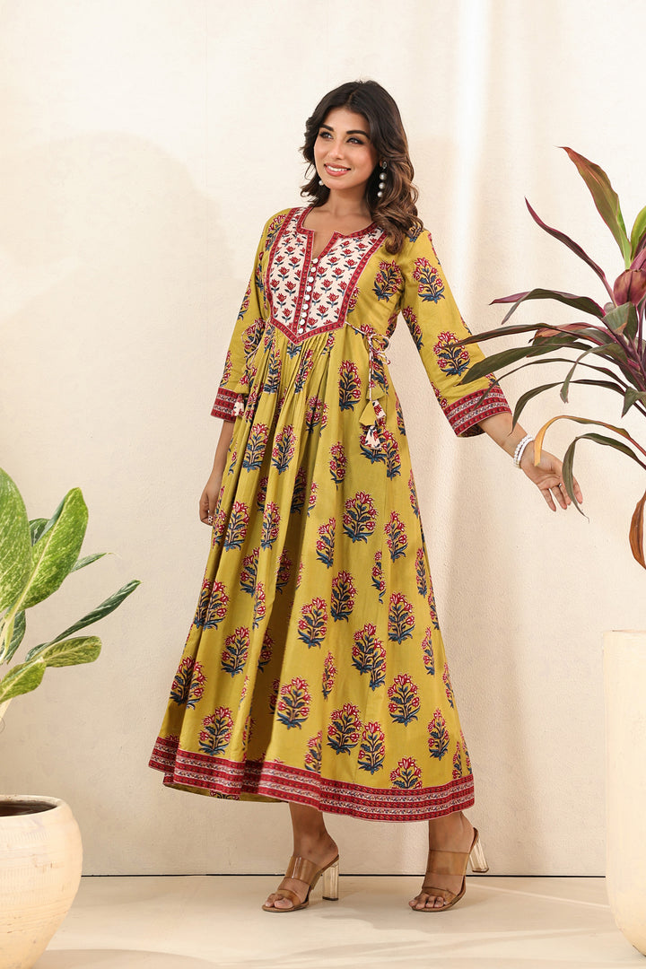 Green Mughal Patch Dress