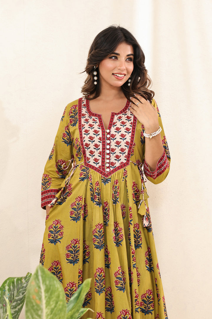 Green Mughal Patch Dress