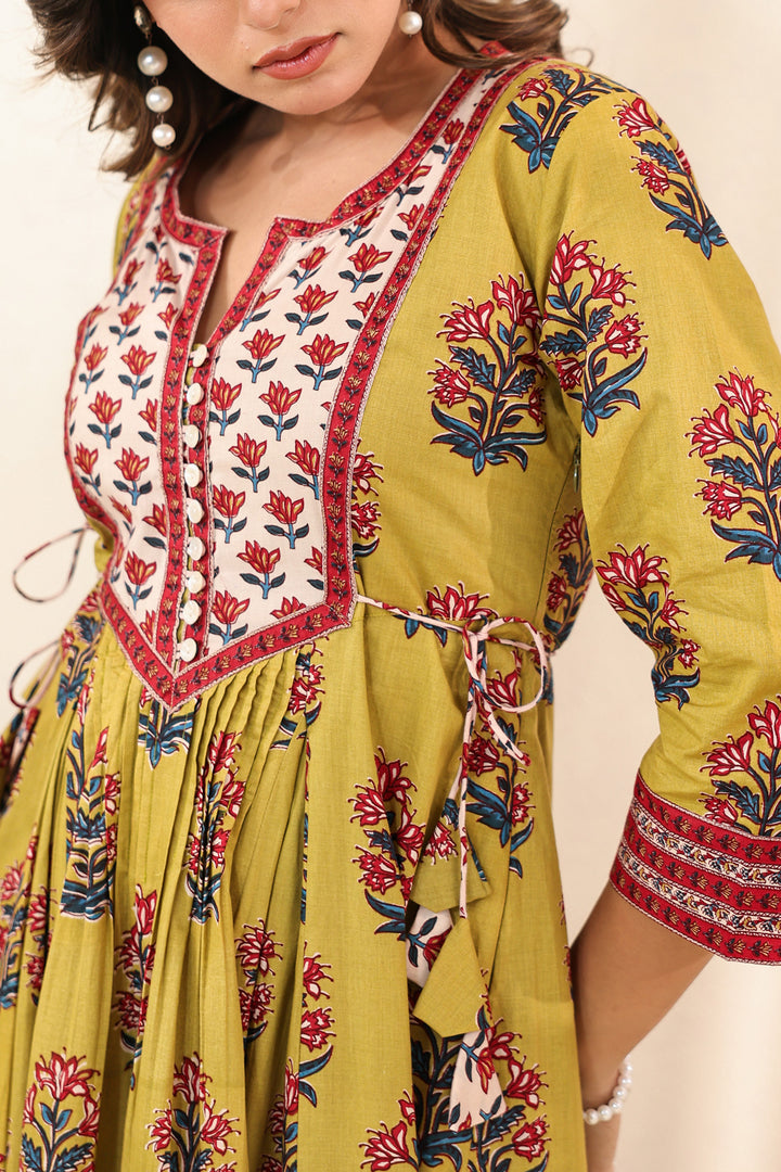 Green Mughal Patch Dress