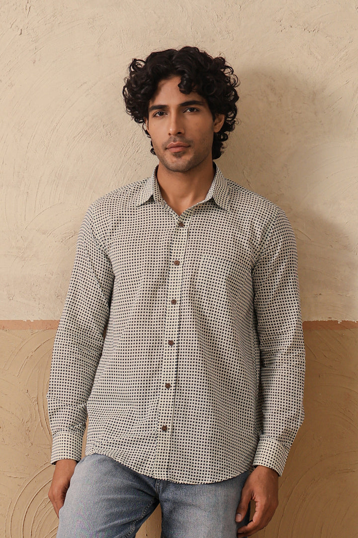 Blue Polka Dot Full Sleeve Shirt
