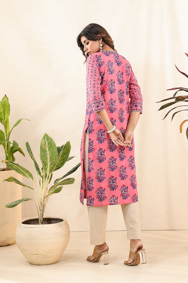 Pink Buti Mughal Kurta Set
