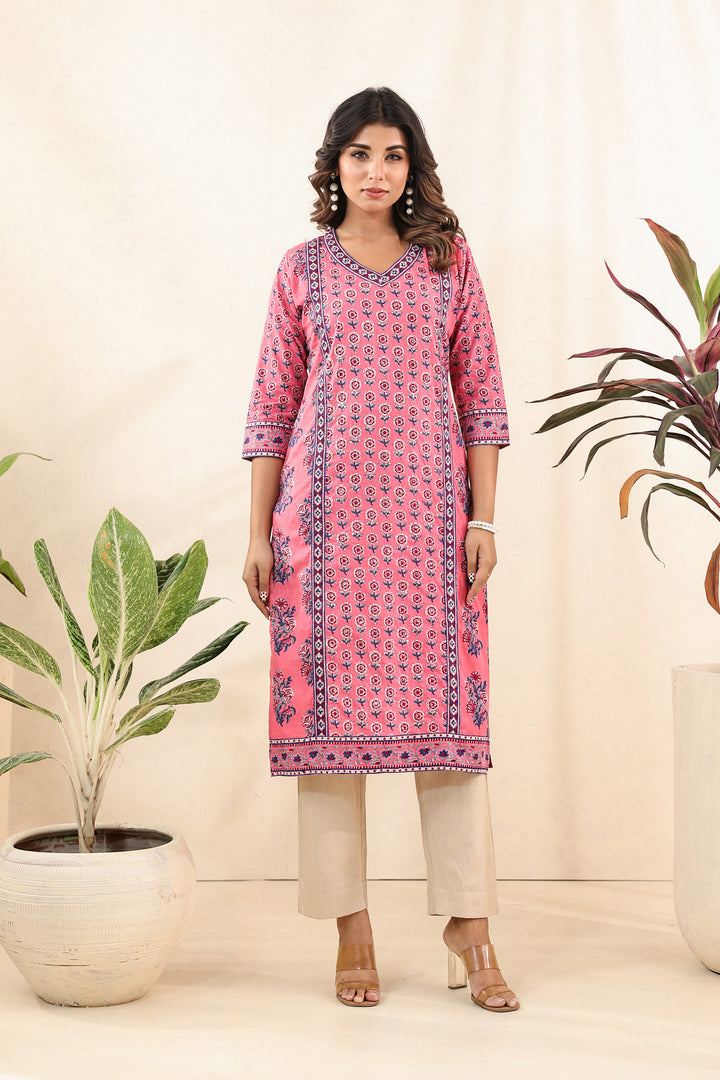 Pink Buti Mughal Kurta Set