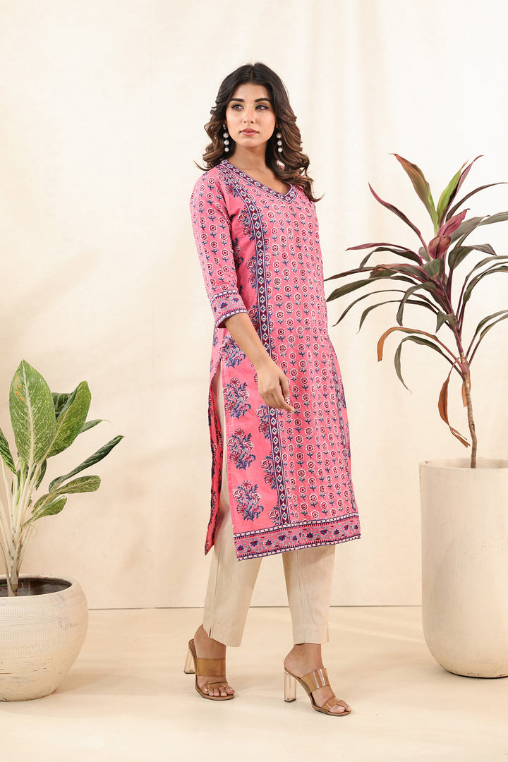 Pink Buti Mughal Kurta Set