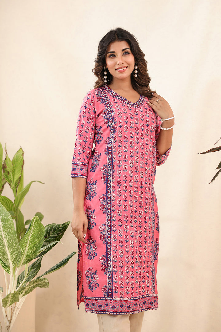 Pink Buti Mughal Kurta
