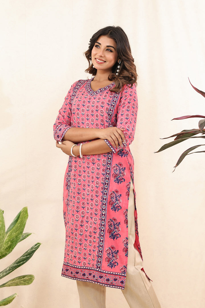 Pink Buti Mughal Kurta Set