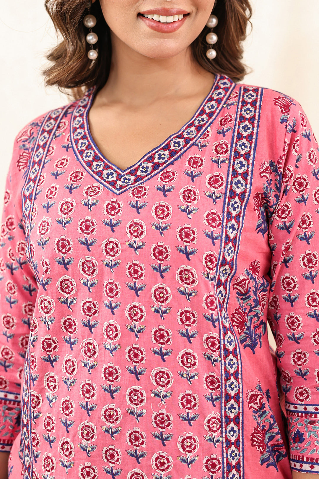 Pink Buti Mughal Kurta Set