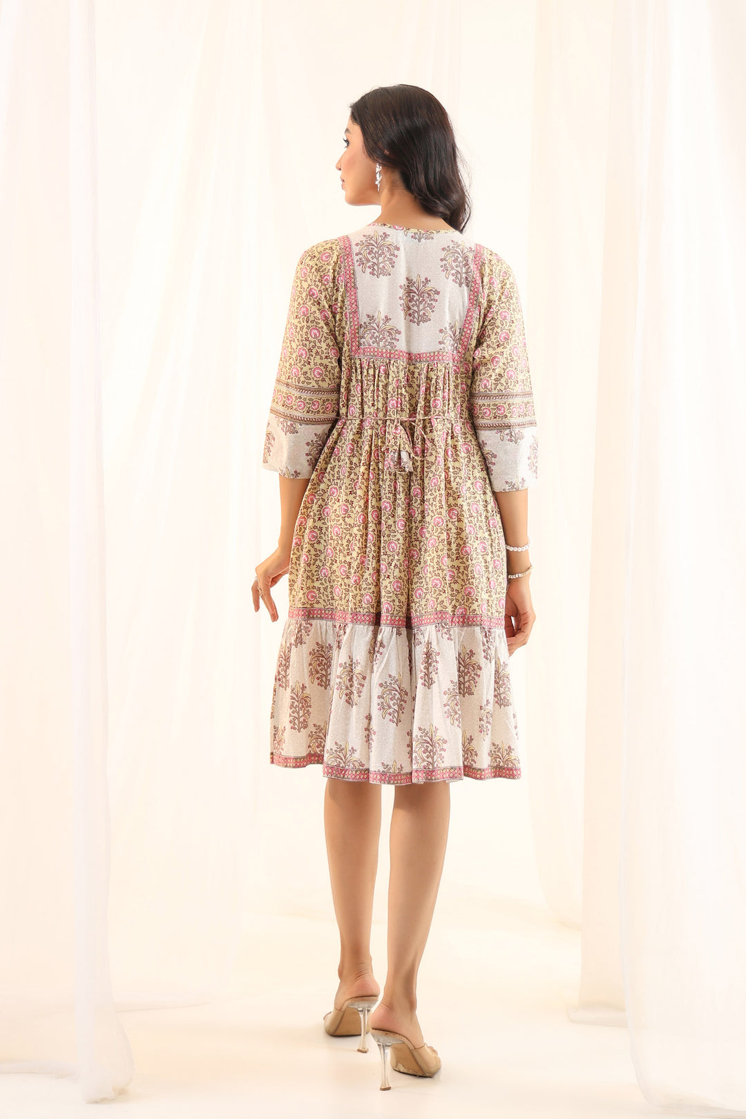 Pastel Yellow Floral Midi Dress
