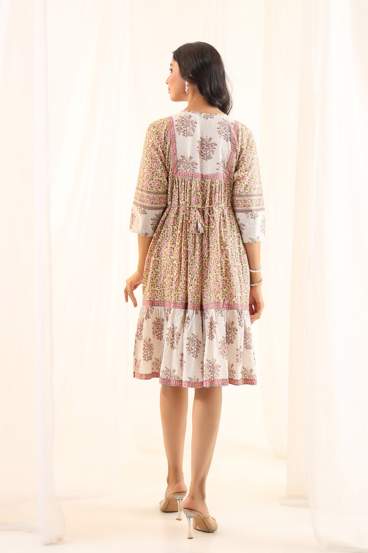 Pastel Yellow Floral Midi Dress
