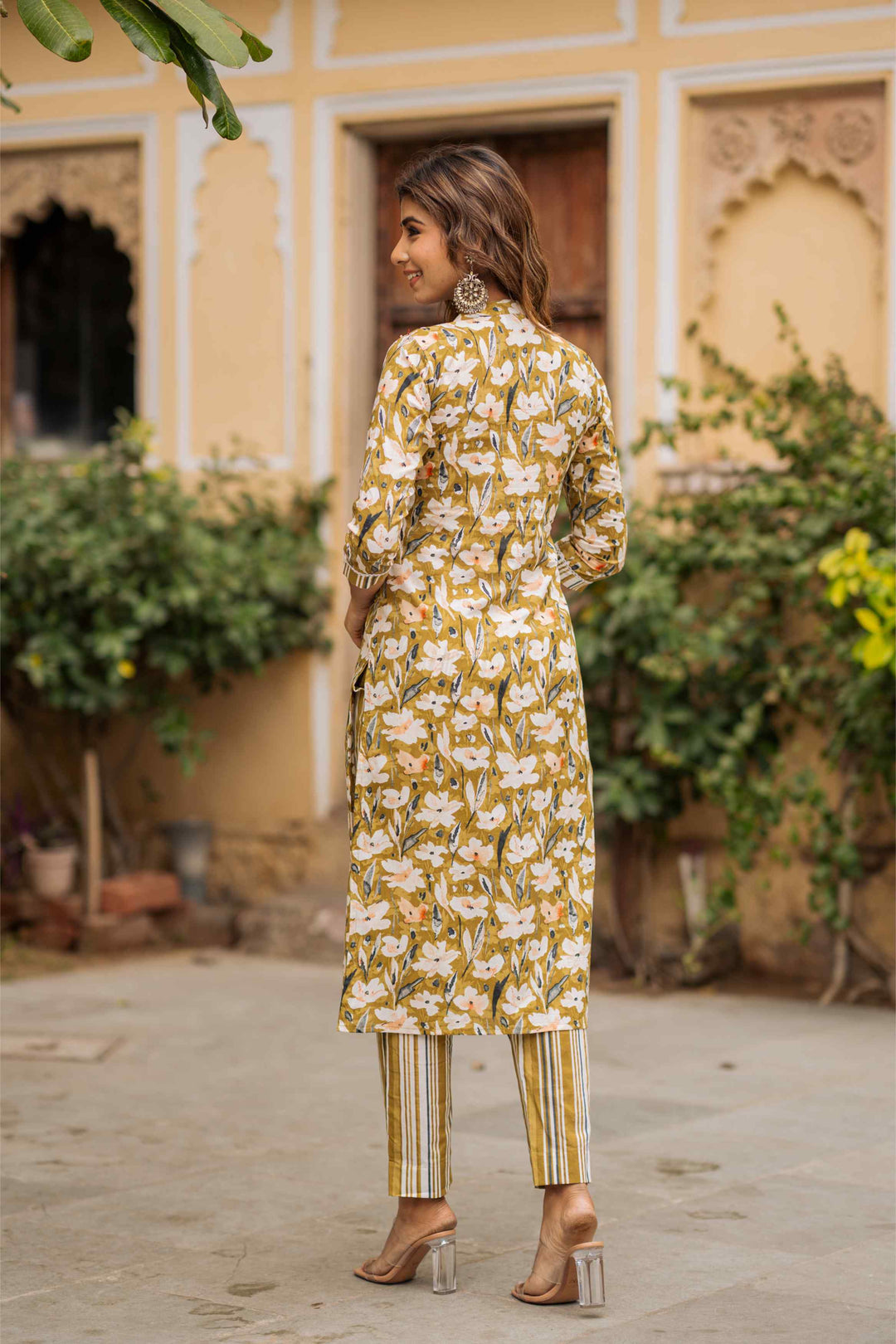 Moss Green Floral Stripe Patch Set
