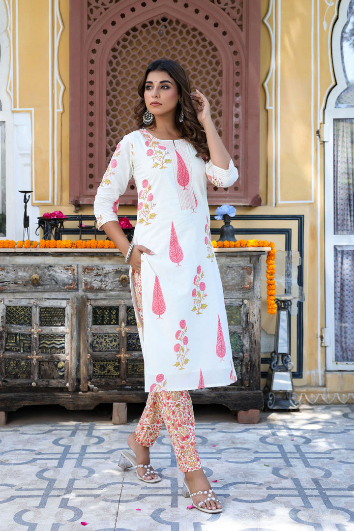 Red Gulmohar Stripe Kurta Set