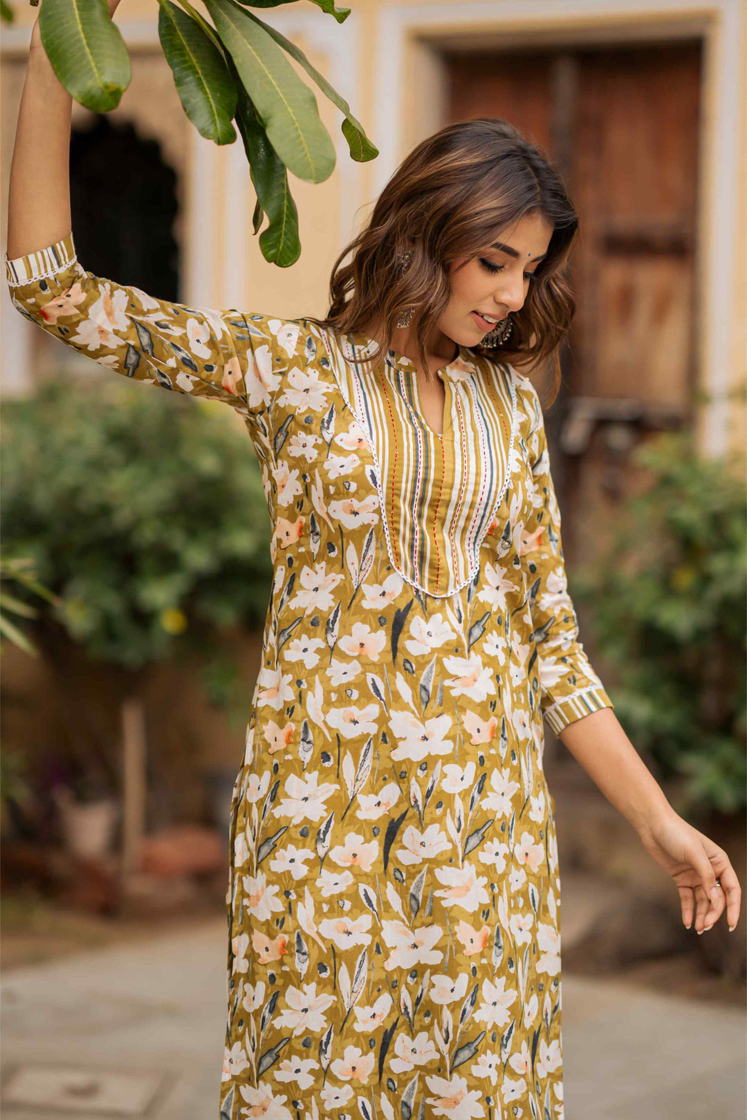 Moss Green Floral Stripe Patch Set