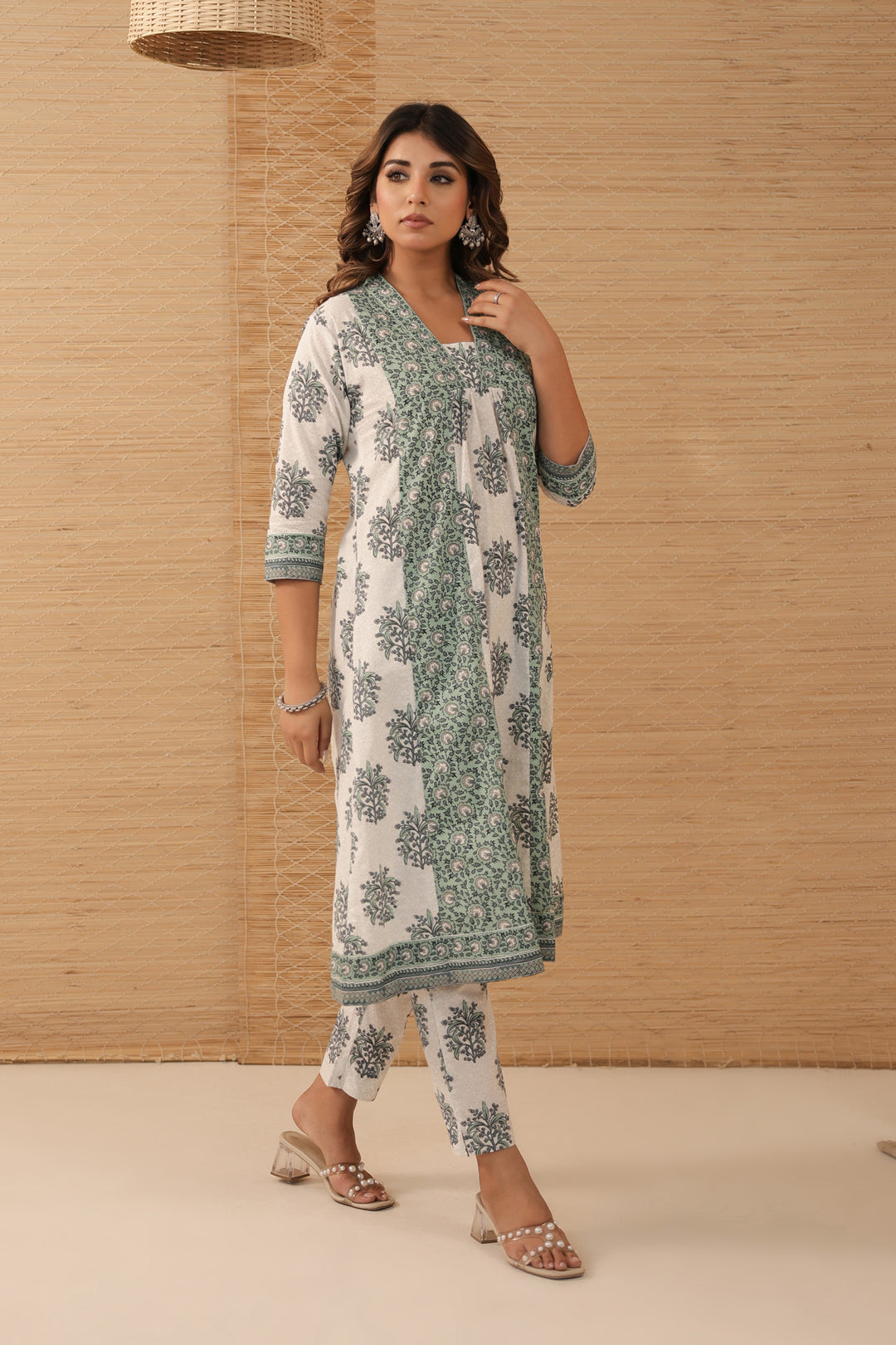 Turquoise Grey Dress Set
