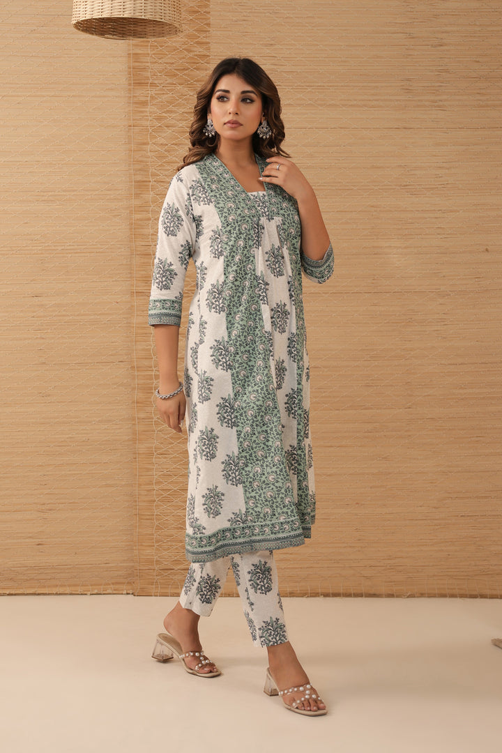 Turquoise Grey Dress Set