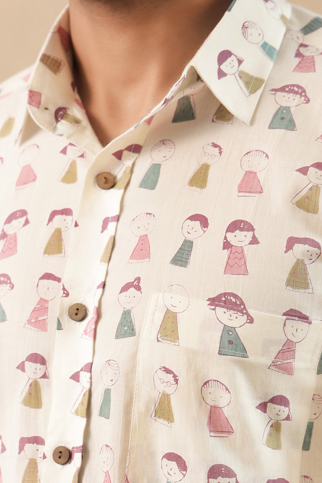Pink Blue Doodle Full Sleeve Shirt