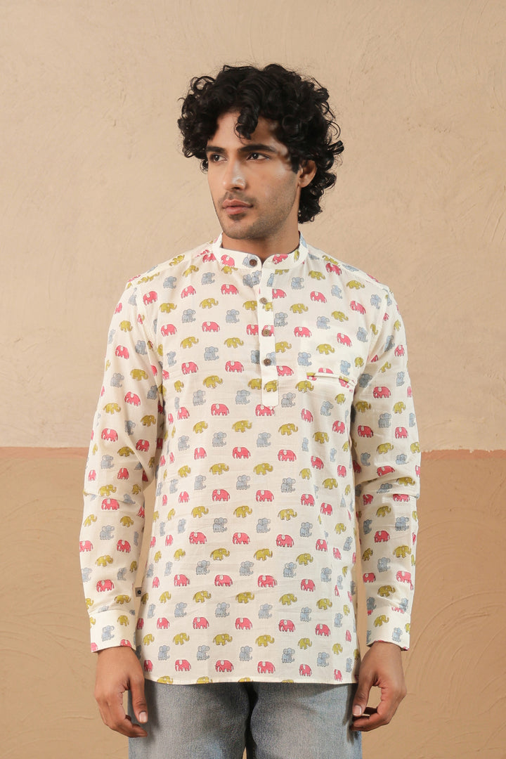 Multi Elephant Short Kurta