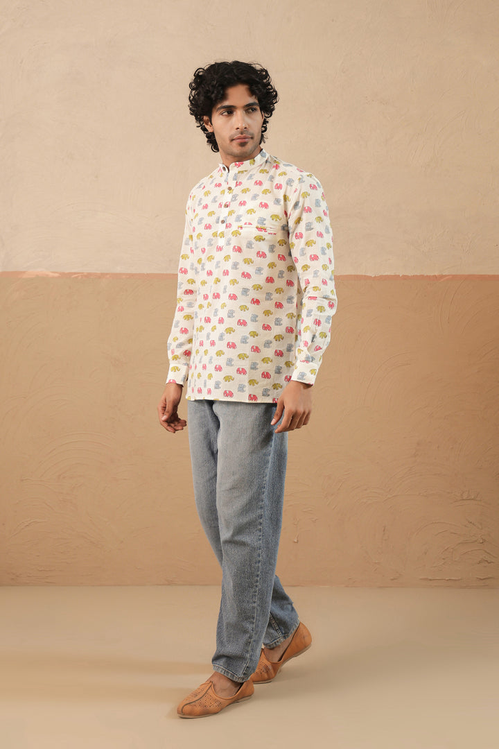 Multi Elephant Short Kurta