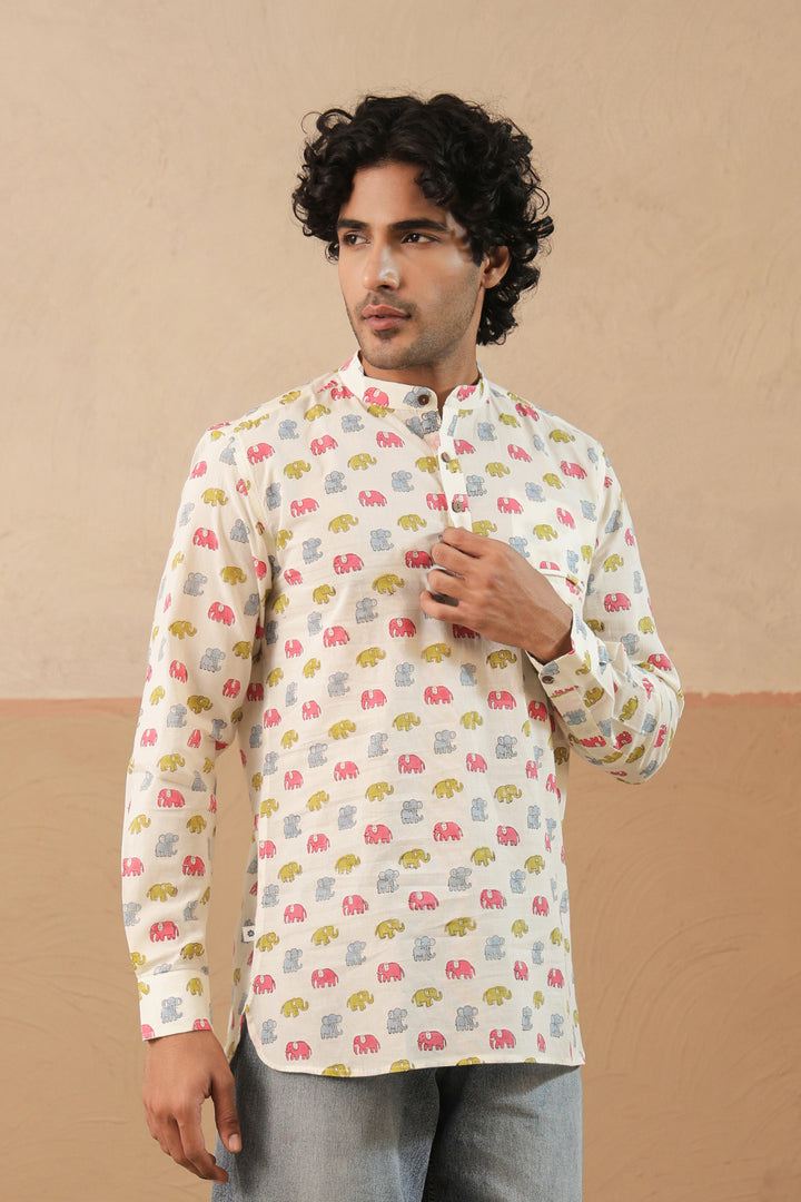 Multi Elephant Short Kurta