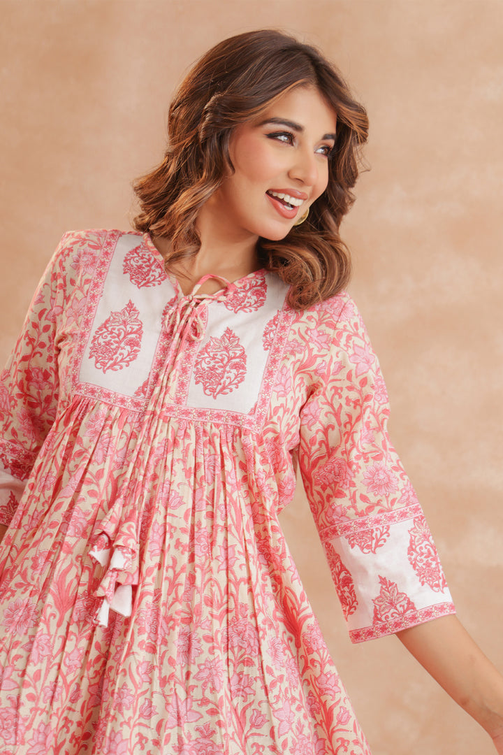 Pastel Pink Frill Midi Dress